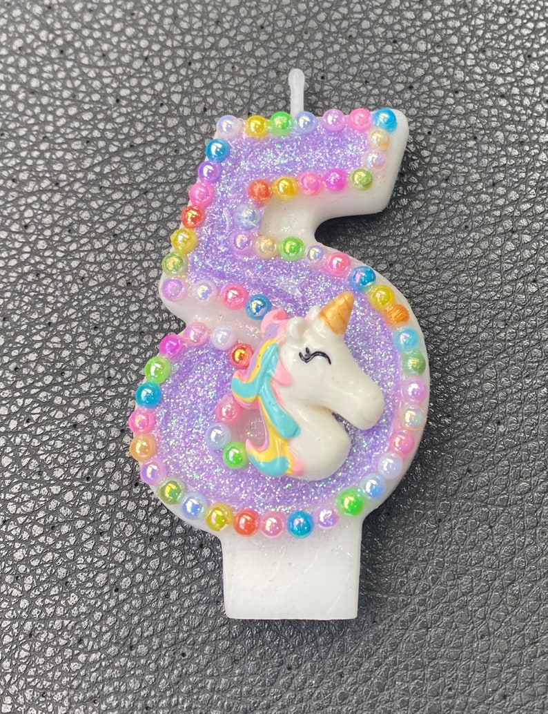 Unicorn Birthday Candle, Unicorn Birthday, Unicorn Candle, Custom Candle, Keepsake Candle, Birthday, Unicorn Theme, Candle, Number Candle image 3