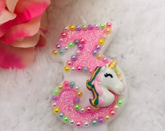 Unicorn Birthday Candle, Unicorn Birthday, Unicorn Candle, Custom Candle, Keepsake Candle, Custom Birthday Candle, Number Candle