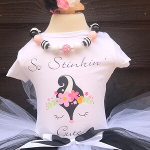 So Stinkin Cute Outfit, Tutu Outfit, Skunk Tutu Outfit, Birthday Outfit Girls, Cute baby girl outfit, Baby tutu image 2