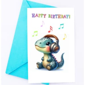 Dinosaur  Birthday Card, Dinosaur Greeting Card, Kids Birthday Card,  Dinosaur Birthday