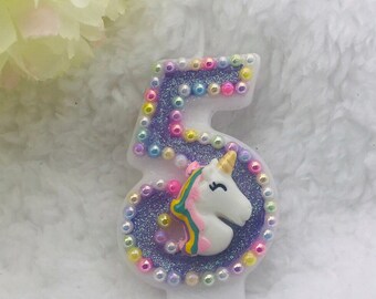 Unicorn Birthday Candle, Unicorn Birthday, Unicorn Candle, Custom Candle, Keepsake Candle, Birthday, Unicorn Theme, Candle, Number Candle