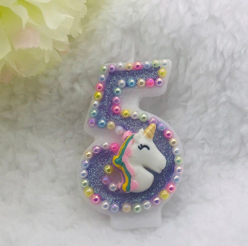 Unicorn Birthday Candle, Unicorn Birthday, Unicorn Candle, Custom Candle, Keepsake Candle, Birthday, Unicorn Theme, Candle, Number Candle image 1