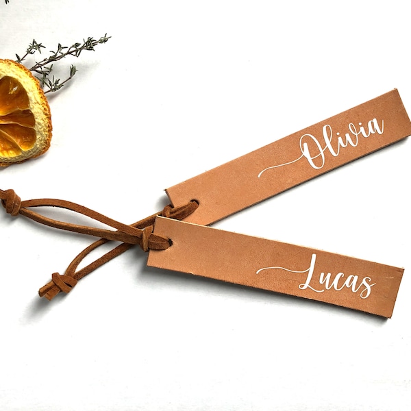 Custom tags | Leather Gift Label | Leather Name Tag | Personalized Leather Gift Label | Stocking Tag Monogram or Full Name