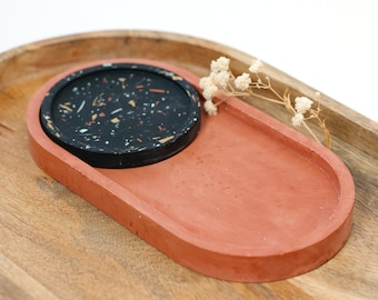 Decorative Ceramic Tray Set: Versatile Jewellery plate, Cosmetics dish, and Candle Holder - Bundle discount!