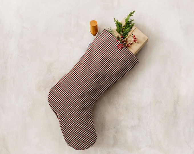 Amber Lewis Creator Collab - Christmas stockings, lovely unique red checkered plaid holiday stockings