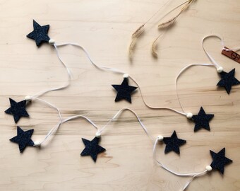 Christmas Felt Garland | 6ft/ 180 cm | Made with thick quality felt and wooden beads