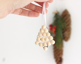 Wood Tree Ornament, Scandinavian Style Christmas Decoration, Natural Sustainable product