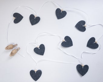 Felt Heart garland, Heart wall hanging a housewarming gift or perfect for a gender neutral baby nursery