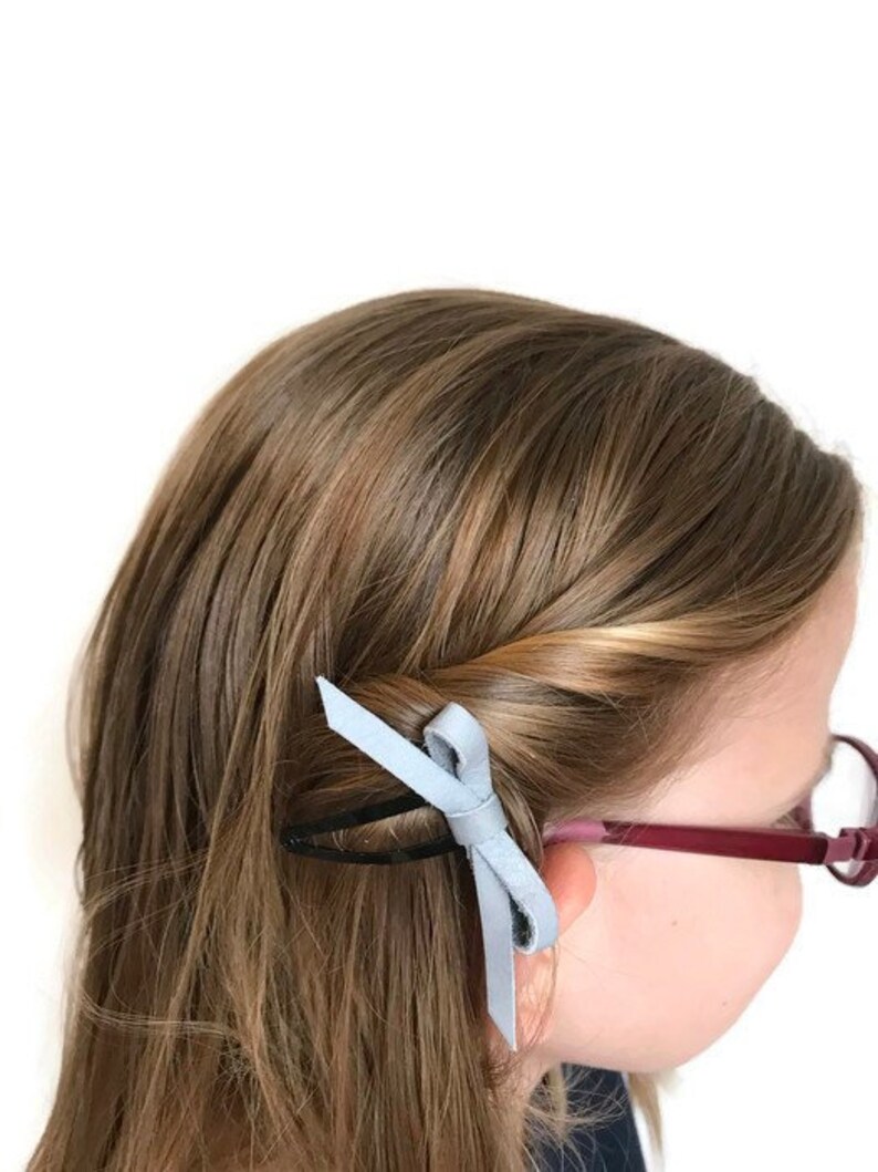 2 Cute Leather Bow Hair Clip A Lovely Romantic Hairstyle Etsy