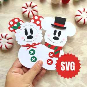 Bonhomme de neige Mickey et Minnie SVG - fichier de coupe Cricut ou Silhouette - Glowforge