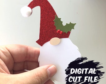 Étiquette-cadeau Gnome SVG - fichier de découpe numérique - Cricut - Silhouette