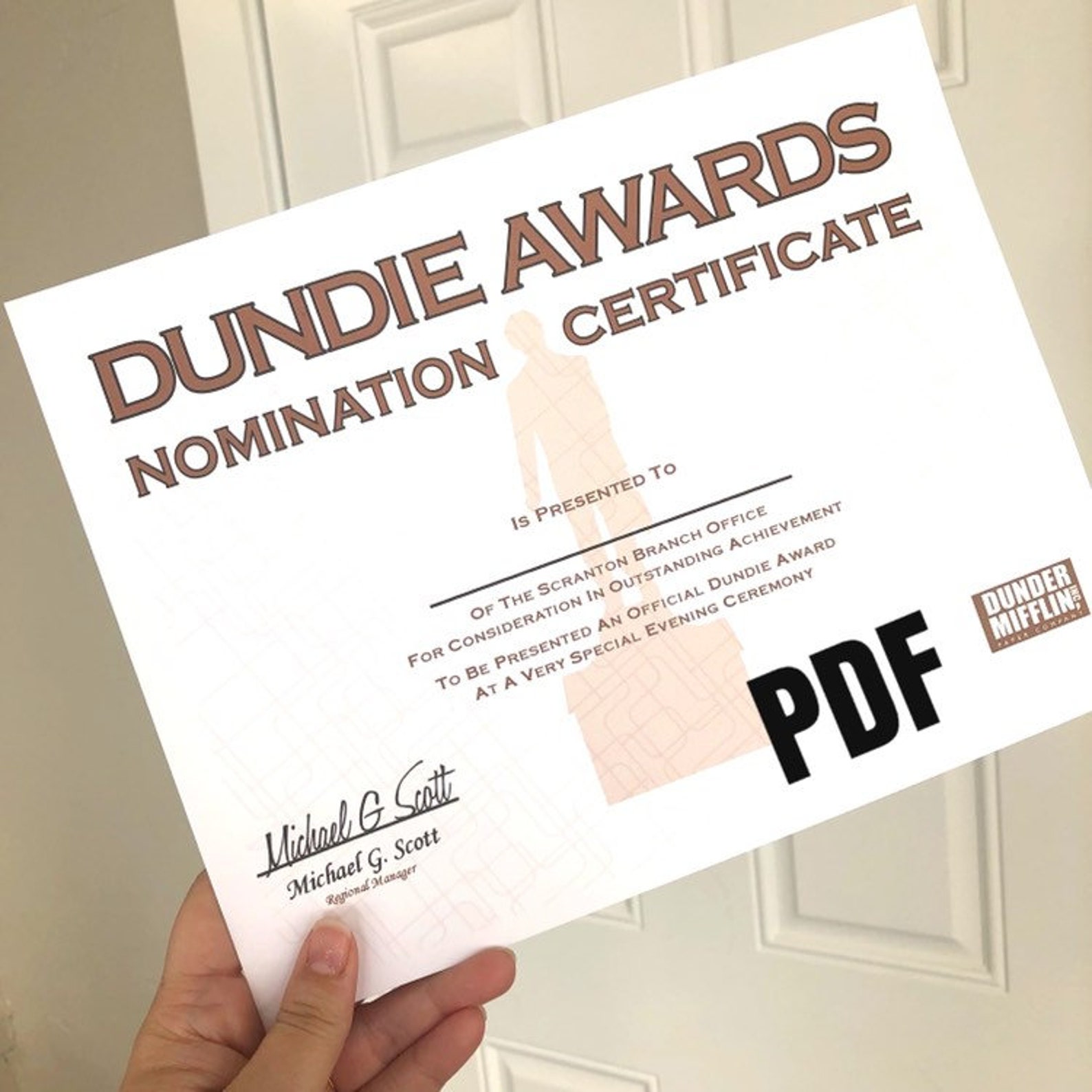 Dundie Award Certificate PDF Instant Download Office Party - Etsy