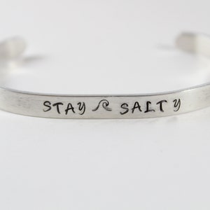 Stay Salty, bracelet, hand stamped, mom, gifts, gift for her, handmade, jewelry, boho, chic