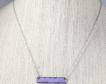 Purple bar, necklace, layering, Boho, copper, enamel, reversible, adjustable