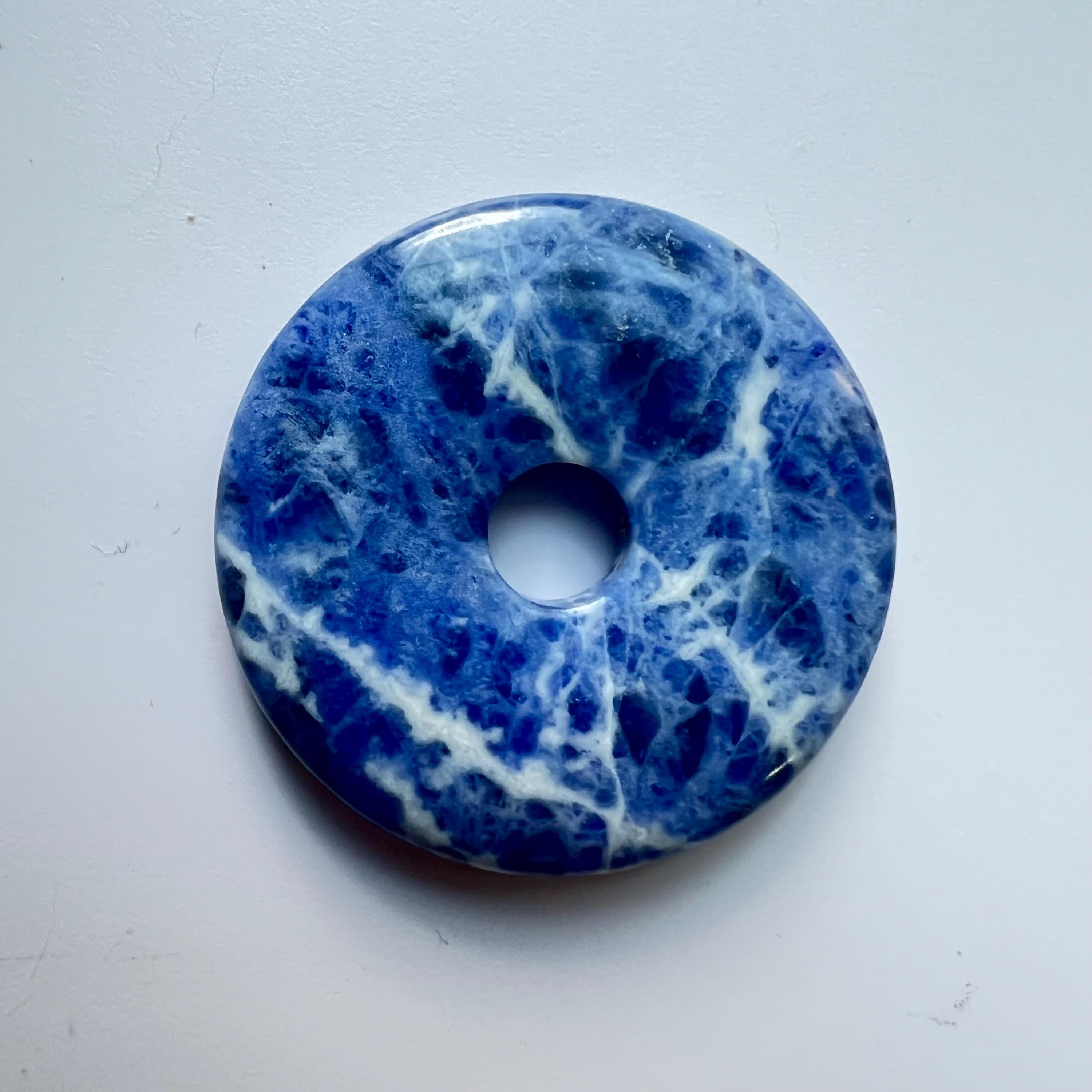 Large Gemstone Donut Pendant Lebensquelle Plus Large 40mm Gemstone Donut Pendant With Cotton Cord - Natural Stone Necklace (Pyrite) Cotton Cord