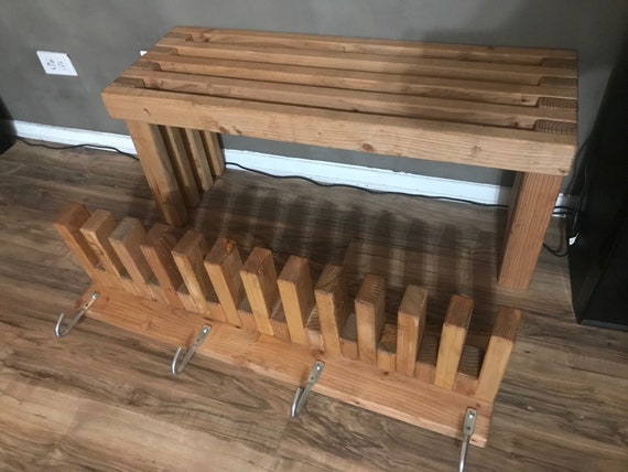 Minimalistic Handmade Pine Wood Entryway Sethallway Bench And Etsy