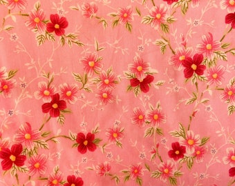 Rose & Hubble Pink Daisy Floral 100% Cotton Poplin Fabric