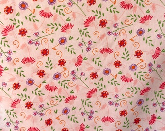 Craft Cotton Company Retro Daisy Pink and Purple Floral 100% Cotton Fabric