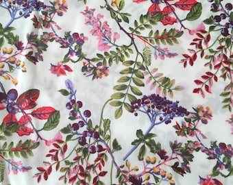 Rose & Hubble Ivory Pink Lilac Woodland Floral 100% Cotton Poplin Fabric 115cm/45”