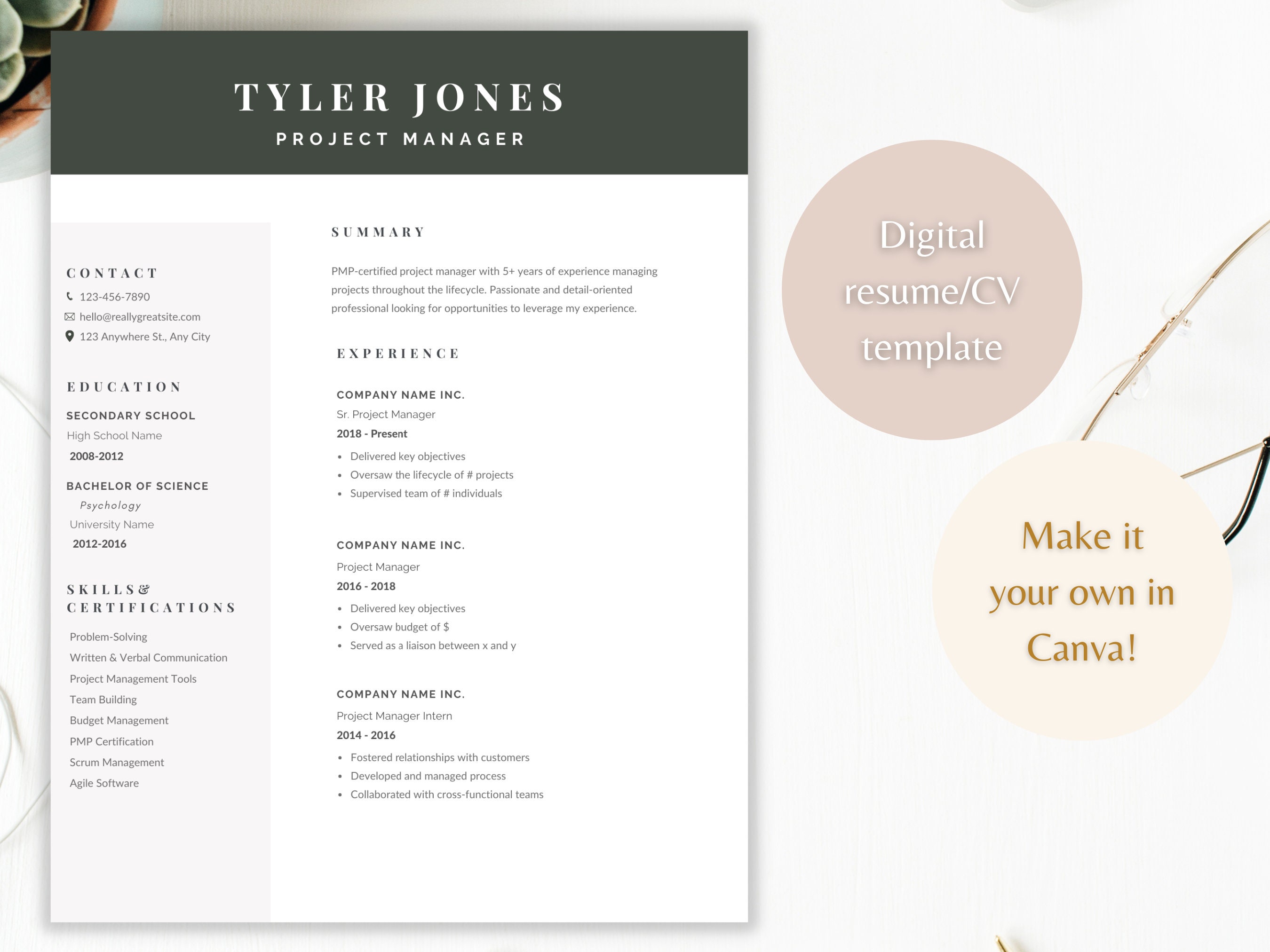 CV | Resume | Canva Template | Professional | Minimalist | Digital ...