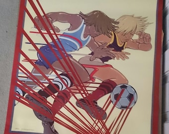 1977 Authentic Original Vintage Levi's Poster Soccer players, 24x31, Levi collector poster, vintage, levi collection, Levi's Strauss 1970s
