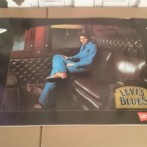 Levi&#39;s 1970&#39;s original authentic poster Levi Blues man on couch styling in Levis advertising