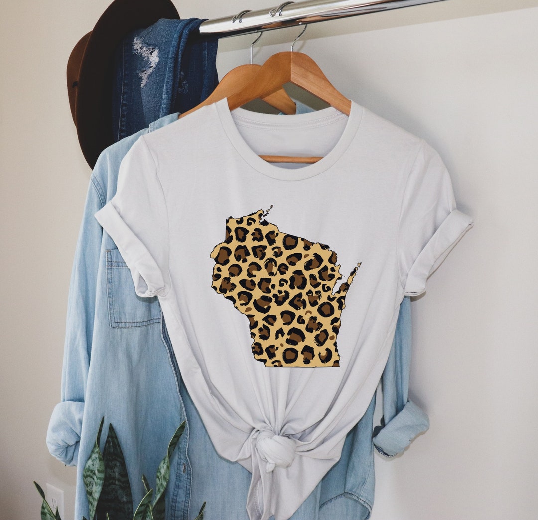 Leopard Print State Shirt Vintage Leopard Print Tee Etsy