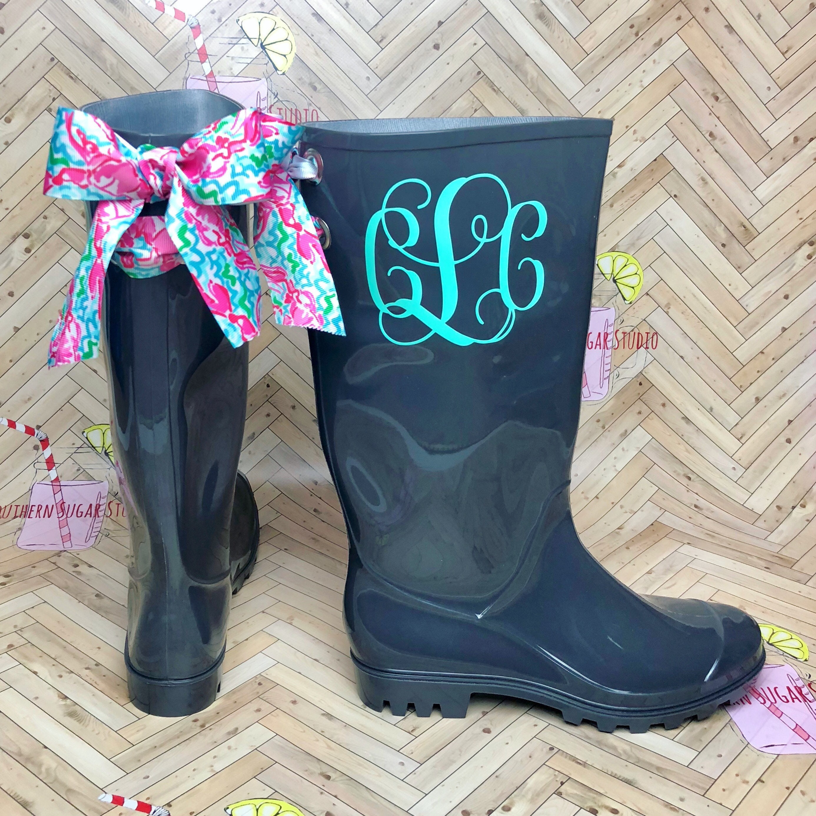 Rain boots with initials sale