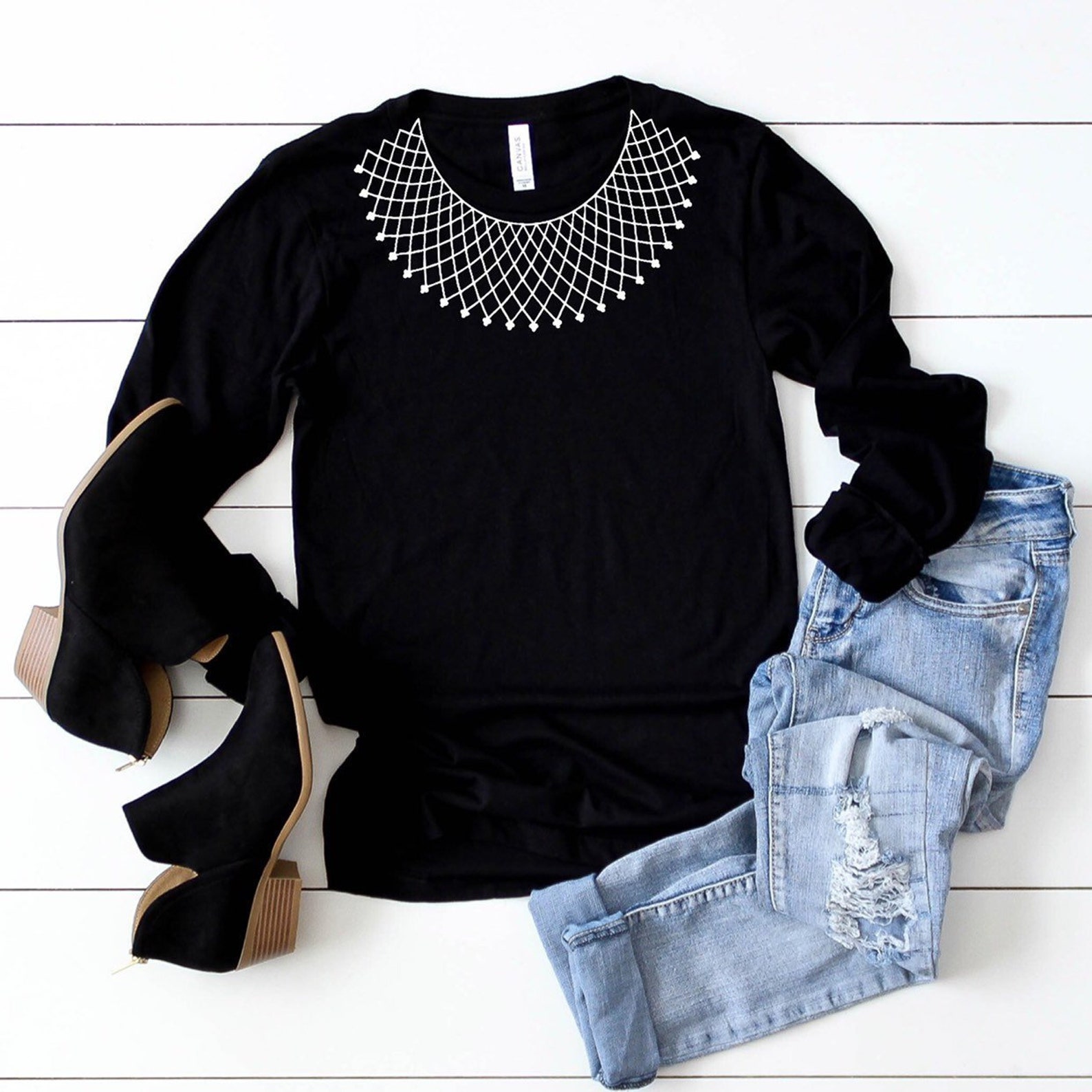 Ruth Bader Ginsburg Shirt Rbg Jabot Collar T Shirt Roe Etsy