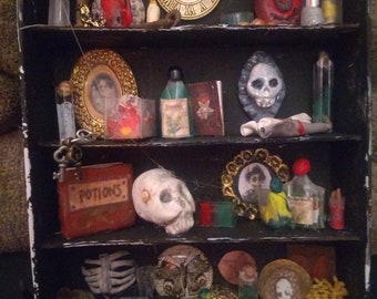 Halloween Miniature Sorcerers Filled Wall Shelf
