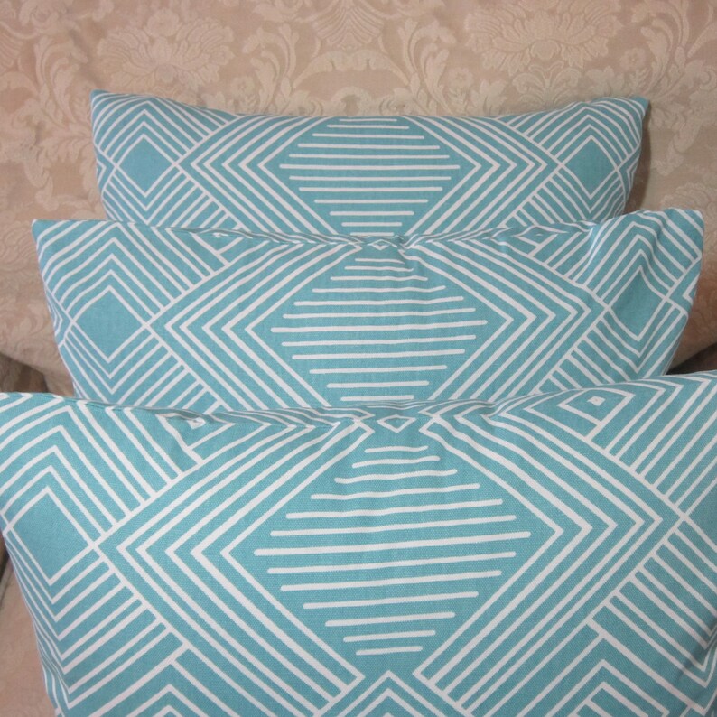 Blue and White Geometric Print Pillow Cover Pillow Cover with Etsy