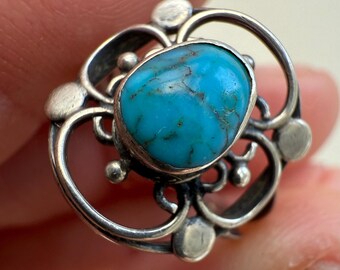 Arts & Crafts Turquoise Silver Ring
