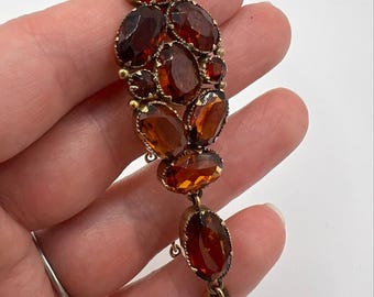 Early Victorian Antique Sherry Madeira Citrine Cairngorm Gold Bracelet