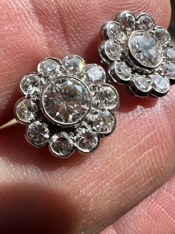 RESERVED Dont buy Art Deco diamond platinum daisy… - image 3