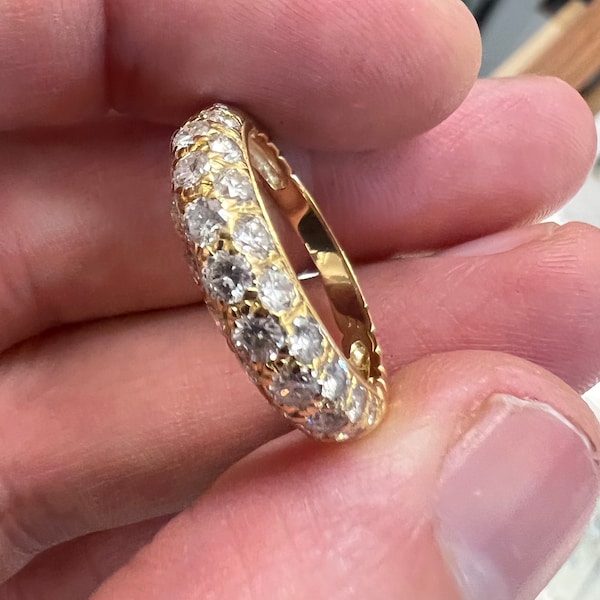 RESERVED Dont Buy 2 carat modern 18 k ct gold diamond half eternity ring stacker round brilliant cut unusual hand made ring size M bling