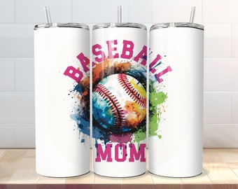 Baseball Mom Tumbler Wrap - 20 Unzen Skinny Sport Tumbler Sublimation PNG Design - Gerade und konische Vorlagen - Digitaler Download