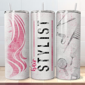 Hair Stylist Tumbler Wrap - 20 oz Skinny Hairstylist Tumbler Sublimation PNG Design Gift - Straight & Tapered Templates - Digital Download