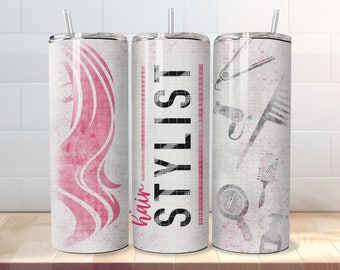 Hair Stylist Tumbler Wrap - 20 oz Skinny Hairstylist Tumbler Sublimation PNG Design Geschenk - Gerade und konische Vorlagen - Digitaler Download