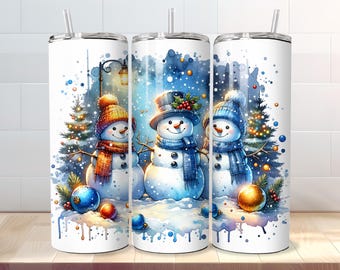 Weihnachtsschneemen Tumbler Wrap, 20 Unzen Skinny Tumbler Sublimation PNG - Straight & Tapered Files - Digital