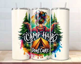 Camping Tumbler Wrap PNG – 20 Oz Skinny Sublimation Design – Digital Download