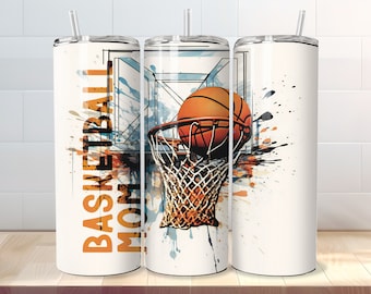 Basketball Mom Tumbler Wrap - 20 Unzen Skinny Sport Tumbler Sublimation PNG Design - Straight & Tapered Vorlagen - Digital Download
