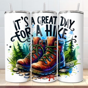 Hiking Tumbler Wrap - 20 oz Skinny Outdoors Tumbler Sublimation Gift PNG Design - Digital Download