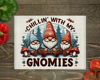 Gartenzwerg-Schneidebrett Sublimationsdesign - Chillen mit meinen Zwergen PNG - Küchendekor Lustiges Geschenk - Digitaler Download