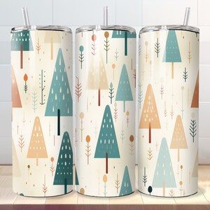 Christmas Tree Wrapping Paper Tumbler Wrap - Seamless 20 oz Skinny Sublimation PNG Design - Straight & Tapered Templates - Digital Download