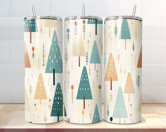 Weihnachtsbaum Geschenkpapier Tumbler Wrap - Nahtlos 20 oz Skinny Sublimation PNG Design - Gerade und konische Vorlagen - Digitaler Download