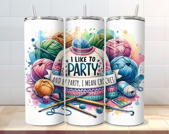 Crochet Tumbler Wrap PNG - 20 Oz Skinny Sublimationsdesign - Digitaler Download