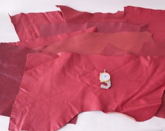 Red gaufrage en cuir italien Veau Vache Masquer Scraps Scrap Square PIECES Red gaufrage en cuir italien Veau Vache Masquer Scraps Scrap Square PIECES