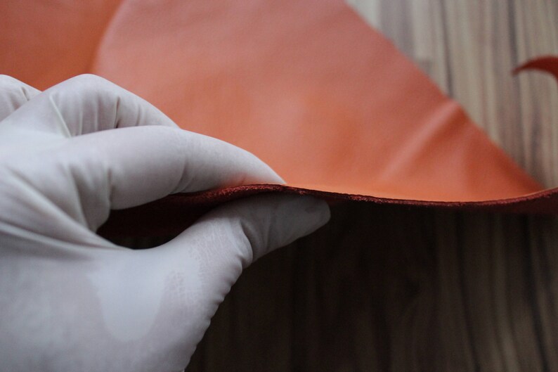 74 cm- 29.13 inches 33 cm - 12.99 inches Free Shipping Orange Italian leather Scrap Best Quality for Handcrafts 1.1 mm