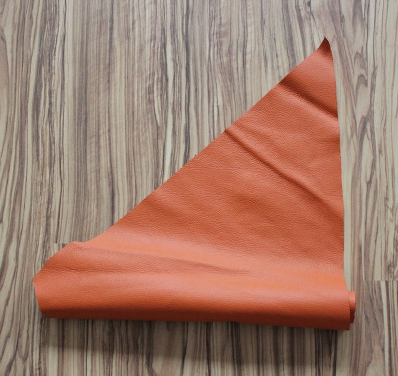 74 cm- 29.13 inches 33 cm - 12.99 inches Free Shipping Orange Italian leather Scrap Best Quality for Handcrafts 1.1 mm