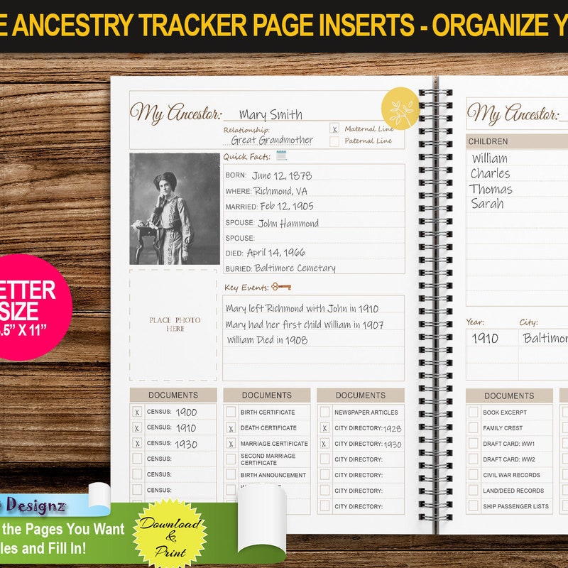 Printable Genealogy Pages Etsy